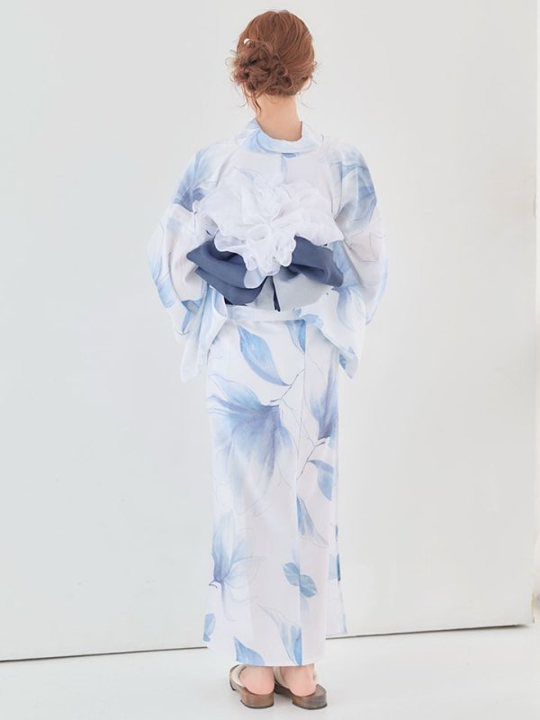 画像11: 【即日発送】送料無料！凛と咲く清涼蒼花浴衣【浴衣３点セット 浴衣/帯/下駄】[OF04]