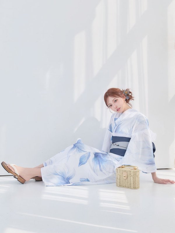 画像5: 【即日発送】送料無料！凛と咲く清涼蒼花浴衣【浴衣３点セット 浴衣/帯/下駄】[OF04]