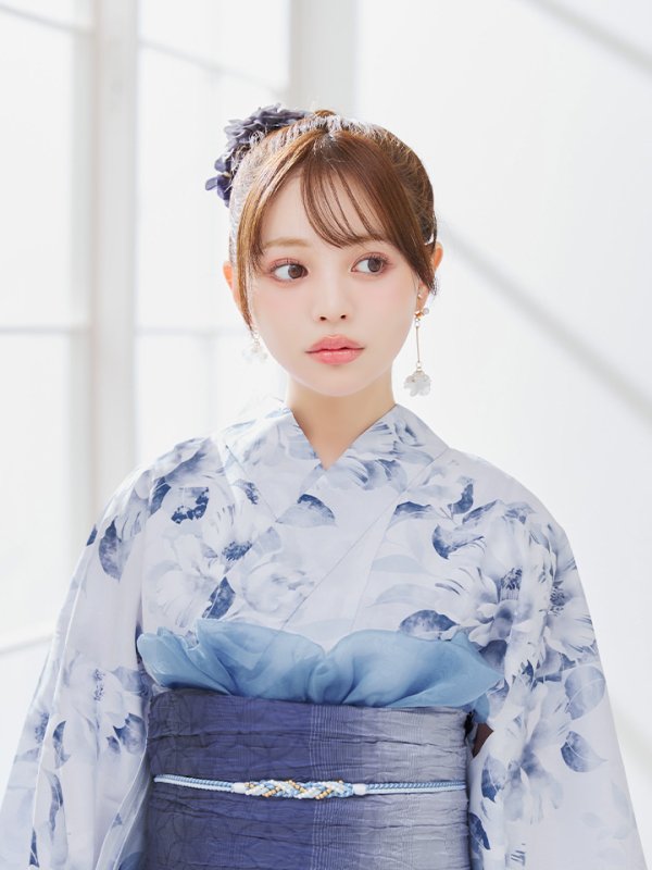 画像26: 【即日発送】1人で簡単に着られる！ワンピース / セパレート浴衣セット 水彩椿柄 【浴衣4点セット】[YMT]