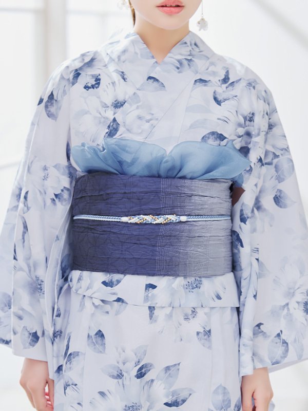 画像27: 【即日発送】1人で簡単に着られる！ワンピース / セパレート浴衣セット 水彩椿柄 【浴衣4点セット】[YMT]