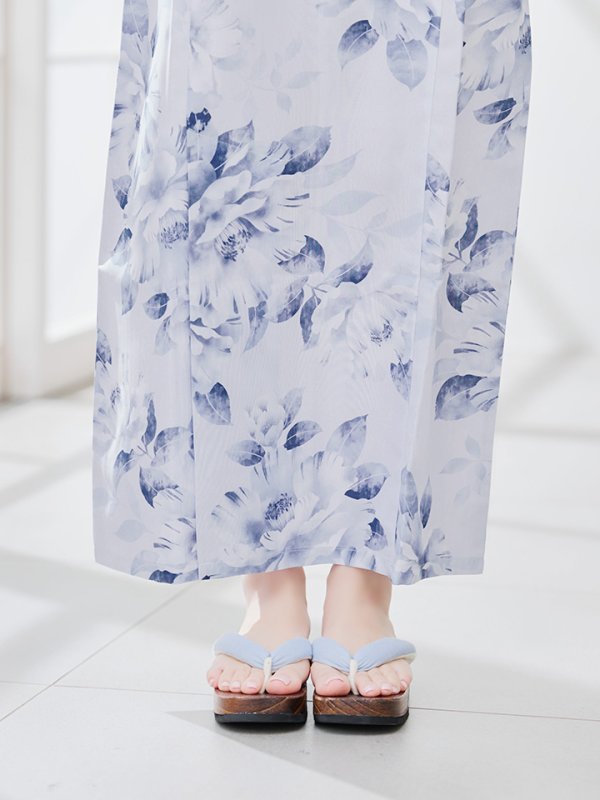 画像28: 【即日発送】1人で簡単に着られる！ワンピース / セパレート浴衣セット 水彩椿柄 【浴衣4点セット】[YMT]