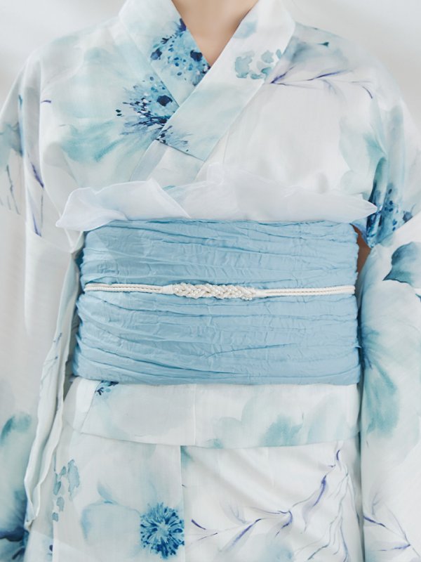 画像17: 【即日発送】セパレート水彩フラワー浴衣 【浴衣4点セット トップス/スカート/帯/下駄】 [OF04]