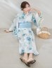 画像2: 【予約 / 7月上旬発送予定】セパレート水彩フラワー浴衣 OBI-siwa-204-wk-2-LBL / HIMO-900-yn-5-IV / HEKO-800-sb-5-W / YA-1023-wk-BL / GETA-01-kj-3-IV/ [yo/OF01] (2)
