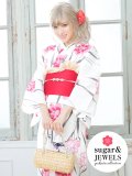 【浴衣セール】【浴衣】白地xピンクの牡丹模様浴衣セット（HEKO-800-sb-2-BE / Yhimo200 / A068knR / OBI-hira-100-ok-14-RxWR / GETA-02-ok-7-R