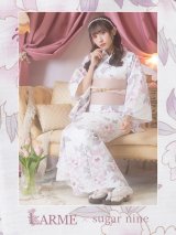 【即日発送！】白地×淡い牡丹模様のモダン浴衣セット 【浴衣３点セット 浴衣/帯/下駄】[YMT]