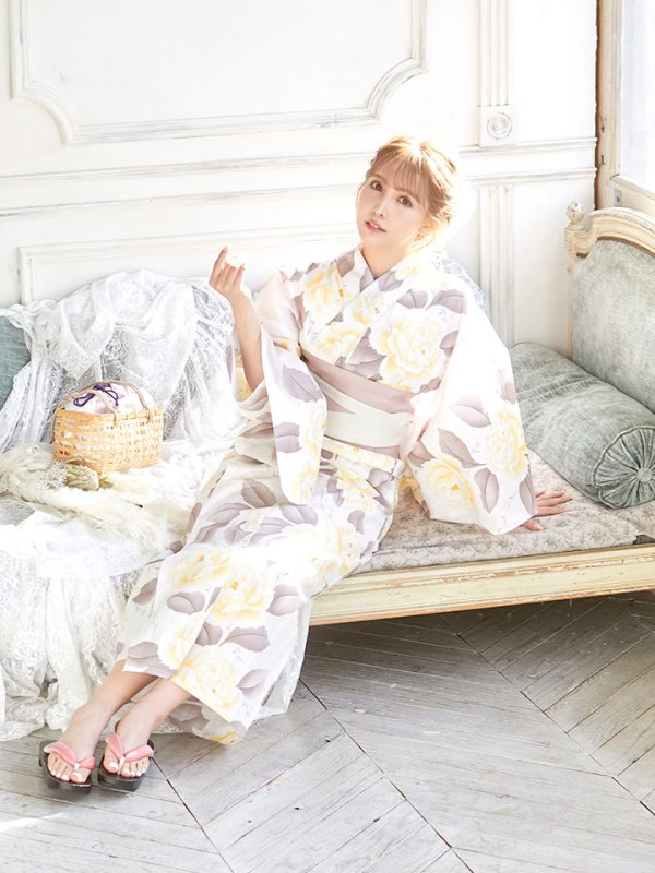 画像10: 【即日発送】【浴衣】グラデ薔薇浴衣セット【浴衣３点セット浴衣/帯/下駄】[YMT]