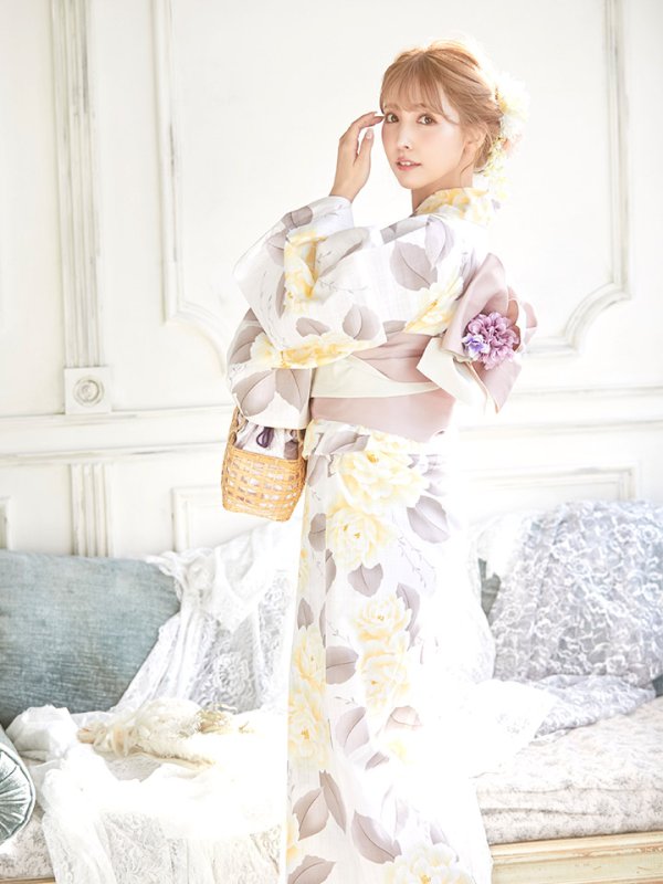 画像6: 【即日発送】【浴衣】グラデ薔薇浴衣セット【浴衣３点セット浴衣/帯/下駄】[YMT]