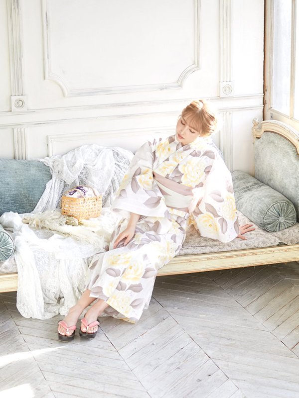 画像9: 【即日発送】【浴衣】グラデ薔薇浴衣セット【浴衣３点セット浴衣/帯/下駄】[YMT]