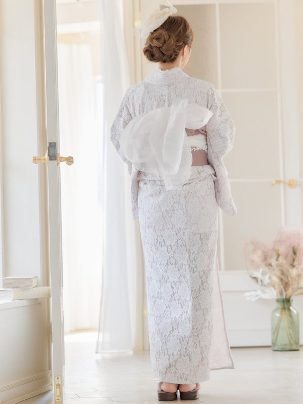 画像8: 即日発送!ピンク地×白レース浴衣【浴衣３点セット浴衣/帯/下駄】[YMT]