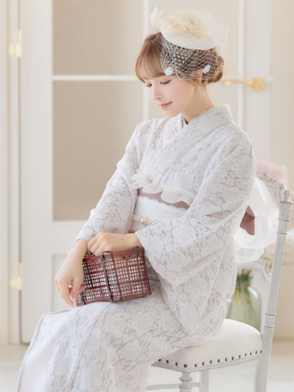 画像9: 即日発送!ピンク地×白レース浴衣【浴衣３点セット浴衣/帯/下駄】[YMT]