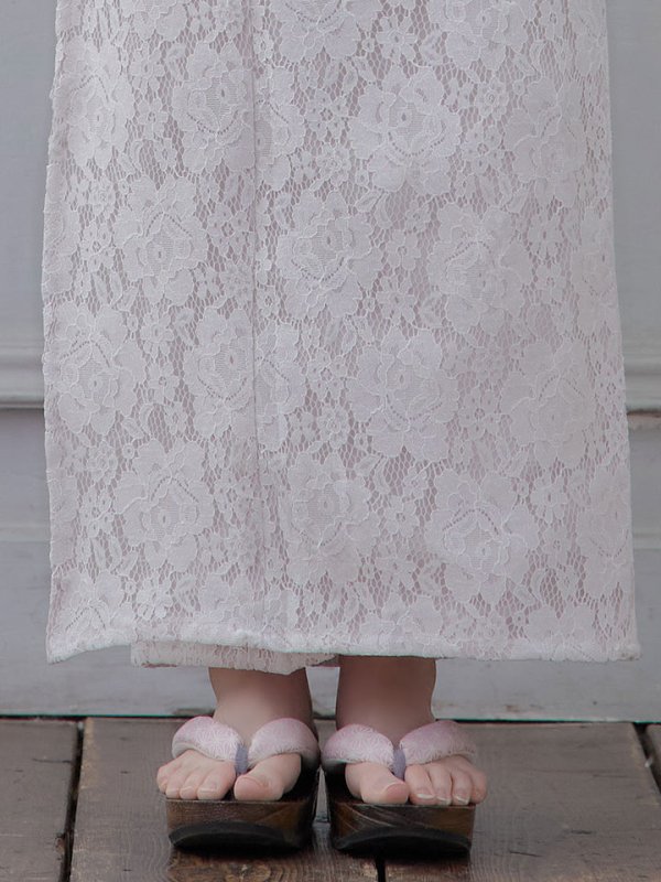 画像7: 即日発送!【浴衣】白地×フラワーレース浴衣【浴衣３点セット浴衣/帯/下駄】[YMT]