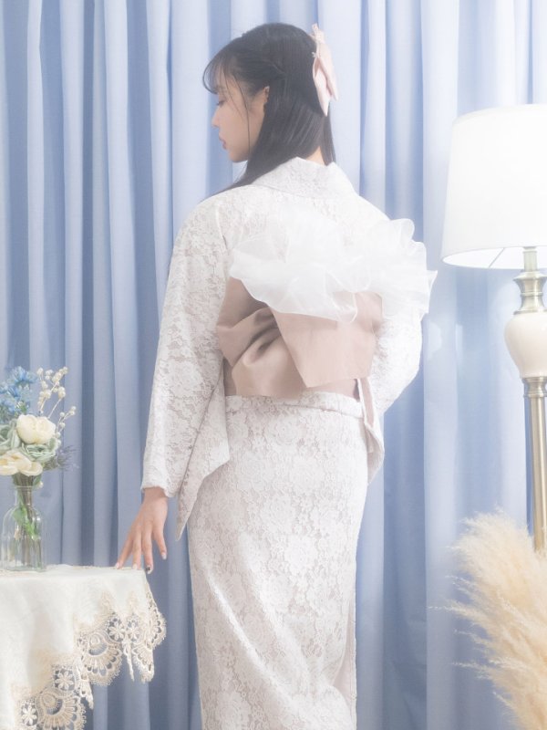 画像11: 即日発送!ピンク地×白レース浴衣  【浴衣３点セット 浴衣/帯/下駄】[YMT]