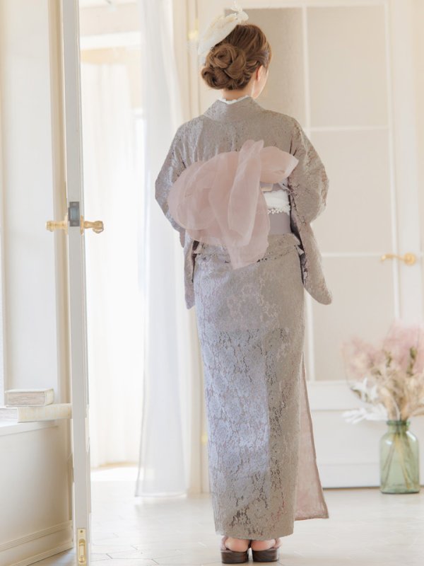 画像7: 【浴衣セール！】即日発送!【浴衣】ベージュ×フラワーレース浴衣【浴衣３点セット浴衣/帯/下駄】[YMT]