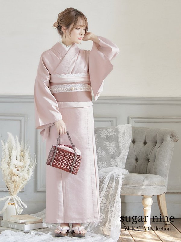 画像3: 【即日発送】【浴衣】ピンク無地浴衣【浴衣３点セット浴衣/帯/下駄】[YMT]