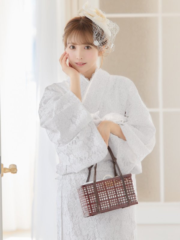 画像8: 【即日発送】【浴衣セール！】白レース浴衣  【浴衣３点セット 浴衣/帯/下駄】[YMT]