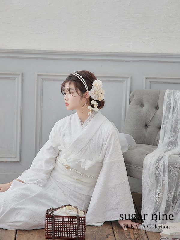 画像3: 【即日発送】【浴衣セール！】白レース浴衣  【浴衣３点セット 浴衣/帯/下駄】[YMT]