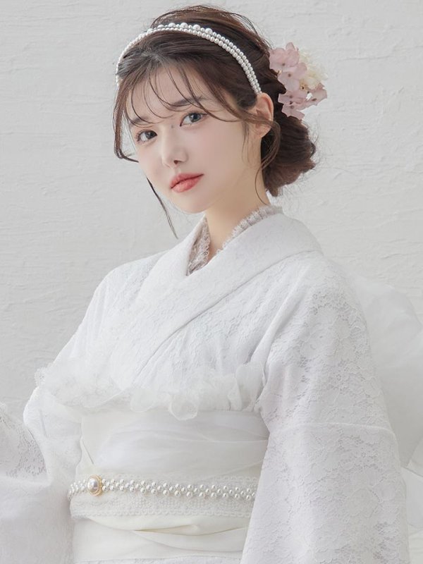 画像6: 【即日発送】【浴衣セール！】白レース浴衣  【浴衣３点セット 浴衣/帯/下駄】[YMT]