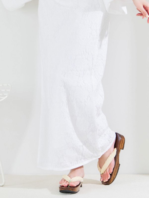 画像16: 【即日発送】【浴衣セール！】白レース浴衣  【浴衣３点セット 浴衣/帯/下駄】[YMT]