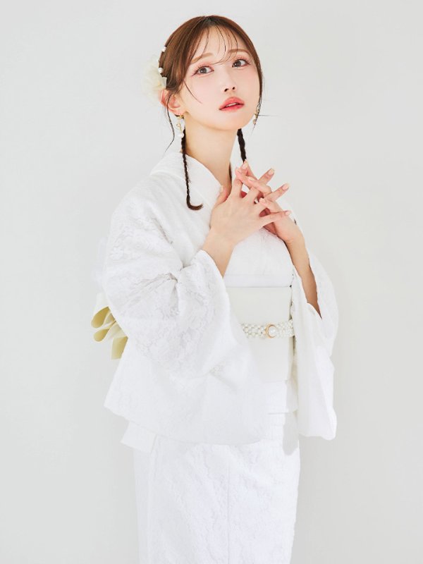 画像9: 【即日発送】【浴衣セール！】白レース浴衣  【浴衣３点セット 浴衣/帯/下駄】[YMT]