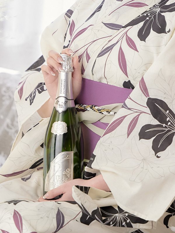 画像9: 【即日発送！】【浴衣】白地×百合柄浴衣【浴衣３点セット浴衣/帯/下駄】[YMT]