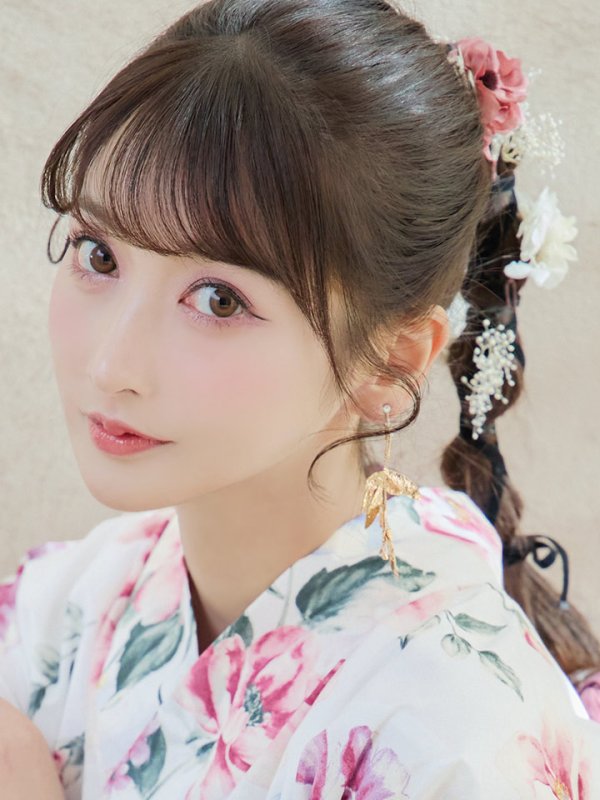 画像6: 【即日発送】【浴衣】白地×ボタニカル牡丹浴衣  【浴衣３点セット 浴衣/帯/下駄】[YMT]