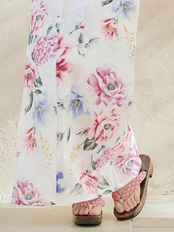 画像7: 【即日発送】【浴衣】白地×ボタニカル牡丹浴衣  【浴衣３点セット 浴衣/帯/下駄】[YMT]