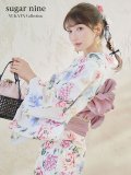 【浴衣】白地×ボタニカル牡丹浴衣 OBI-siwa-200-kj-8-P / HIMO-900-yn-8-P / YA-943-kj-BAKEDP / HEKO-800-sb-1-BAKEDP / GETA-02-ok-7-R [YMT]