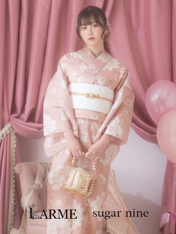 画像3: 【即日発送】【浴衣】くすみピンク地のホワイト牡丹浴衣【浴衣３点セット 浴衣/帯/下駄】[YMT]