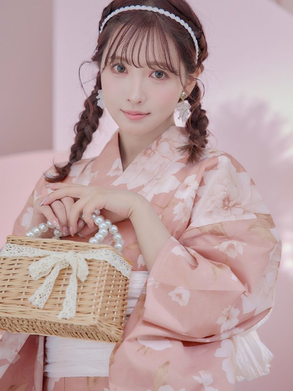 画像13: 【即日発送】【浴衣】くすみピンク地のホワイト牡丹浴衣【浴衣３点セット 浴衣/帯/下駄】[YMT]