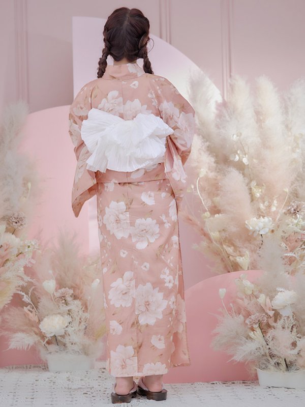 画像8: 【即日発送】【浴衣】くすみピンク地のホワイト牡丹浴衣【浴衣３点セット 浴衣/帯/下駄】[YMT]