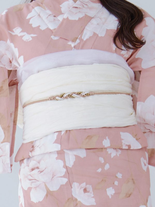 画像16: 【即日発送】【浴衣】くすみピンク地のホワイト牡丹浴衣  【浴衣３点セット 浴衣/帯/下駄】[YMT]