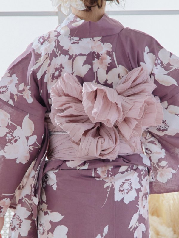 画像6: 【即日発送】【浴衣セール！】エンジ×椿ニュアンス浴衣  【浴衣３点セット 浴衣/帯/下駄】[YMT]