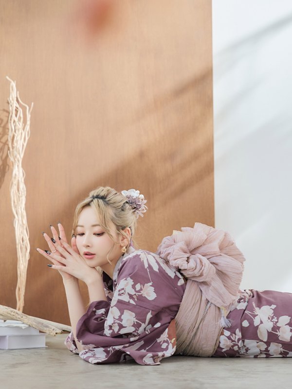 画像13: 【即日発送】【浴衣セール！】エンジ×椿ニュアンス浴衣  【浴衣３点セット 浴衣/帯/下駄】[YMT]