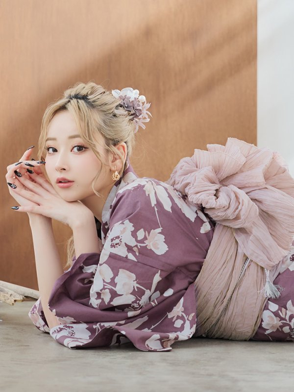 画像3: 【即日発送】【浴衣セール！】エンジ×椿ニュアンス浴衣  【浴衣３点セット 浴衣/帯/下駄】[YMT]