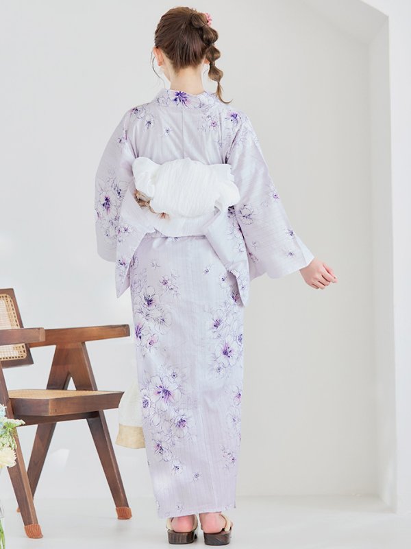 画像8: 【浴衣セール！】【即日発送】可憐なパープルxホワイト牡丹浴衣  【浴衣３点セット 浴衣/帯/下駄】[YMT]