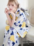 【即日発送】【浴衣】イエローとブルーのニュアンス花柄浴衣[FB02]