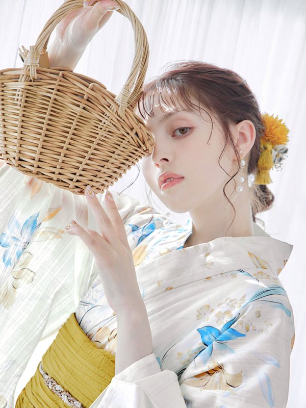 画像12: 【即日発送】ブルーとイエローのニュアンス水仙浴衣【浴衣３点セット 浴衣/帯/下駄】[YMT]