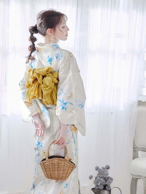 画像13: 【即日発送】ブルーとイエローのニュアンス水仙浴衣【浴衣３点セット 浴衣/帯/下駄】[YMT]