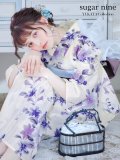 【即日発送】白地xパープルグラデーション浴衣  OBI-hira-100-ok-8-PLxLPL / HIMO-900-yn-4-GYxGY / YA-1023-wk-BL / HEKO-800-sb-5-W / GETA-02-ok-6-PL [YMT]