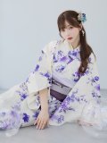 【即日発送】白地xパープルグラデーション浴衣 OBI-hira-100-ok-8-PLxLPL / HIMO-900-yn-4-GYxGY / HEKO-800-sb-5-W / YA-1023-wk-BL / GETA-02-ok-6-PL[YMT]