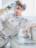 【即日発送！】可憐なニュアンスパープル鈴蘭浴衣 OBI-siwa-202-ok-3-GY / HIMO-900-yn-4-GYxGY / YA-953-kn-BL / HEKO-800-sb-5-W / GETA-02-ok-2-IV[YMT]