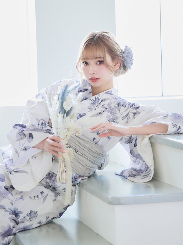 画像14: 【即日発送！】可憐なニュアンスパープル鈴蘭浴衣  【浴衣３点セット 浴衣/帯/下駄】[YMT]