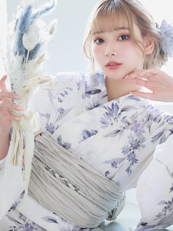 画像18: 【即日発送！】可憐なニュアンスパープル鈴蘭浴衣  【浴衣３点セット 浴衣/帯/下駄】[YMT]