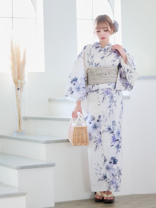 画像4: 【即日発送！】可憐なニュアンスパープル鈴蘭浴衣  【浴衣３点セット 浴衣/帯/下駄】[YMT]