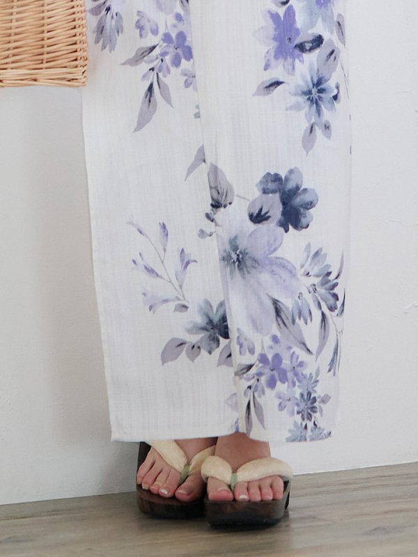 画像7: 【即日発送！】可憐なニュアンスパープル鈴蘭浴衣  【浴衣３点セット 浴衣/帯/下駄】[YMT]