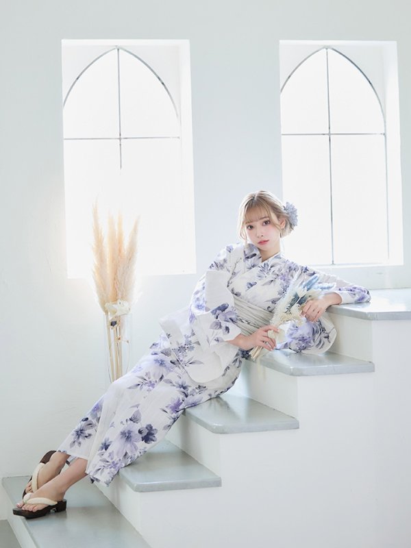 画像9: 【即日発送！】可憐なニュアンスパープル鈴蘭浴衣  【浴衣３点セット 浴衣/帯/下駄】[YMT]