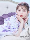 【即日発送】パープルxピンクの百合浴衣 OBI-siwa-200-kj-5-Li / HIMO-900-yn-8-P / YA-953-kn-W / HEKO-800-sb-5-W / GETA-02-ok-5-P [YMT]