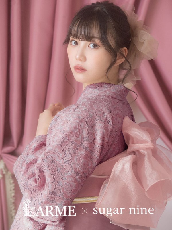 画像3: 【即日発送】ダスティピンクのレース浴衣  【浴衣３点セット 浴衣/帯/下駄】[YMT]