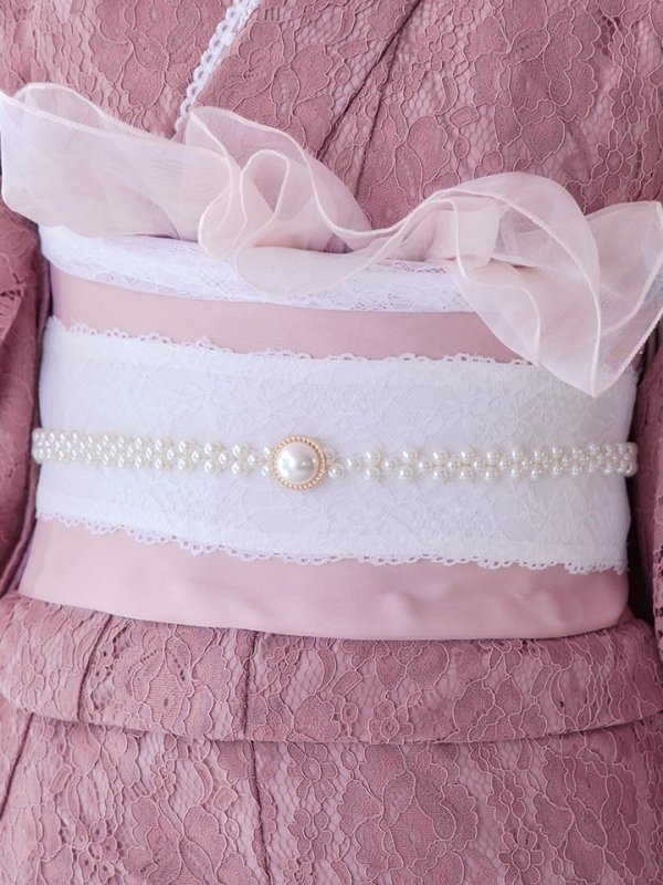 画像5: 【即日発送】ダスティピンクのレース浴衣  【浴衣３点セット 浴衣/帯/下駄】[YMT]