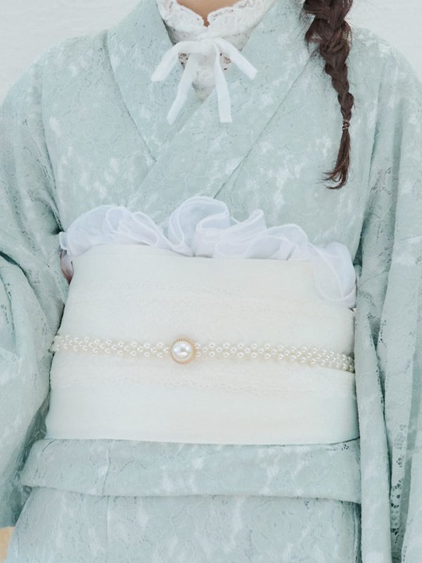 画像5: 【即日発送】ダスティーミントのレース浴衣  【浴衣３点セット 浴衣/帯/下駄】[YMT]